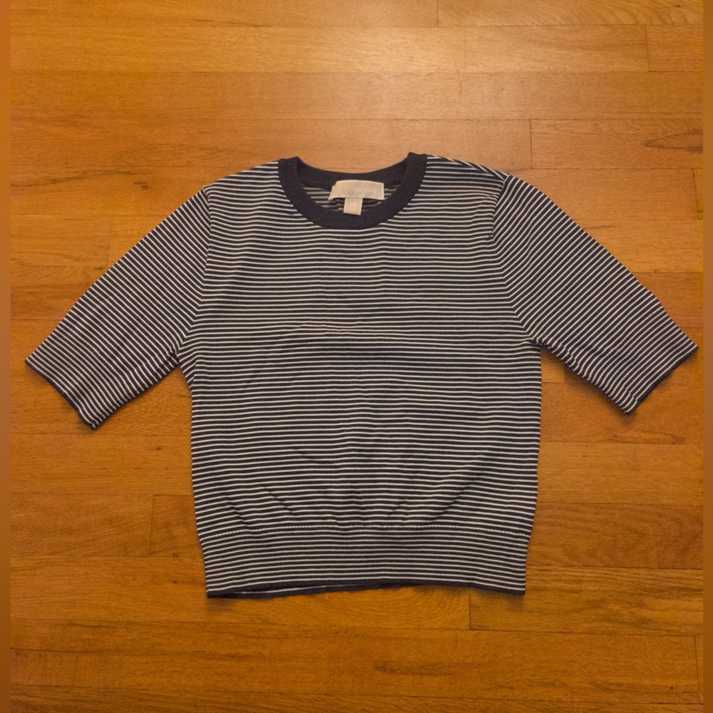 MICHAEL Michael Kors Navy and White Striped Knit Top